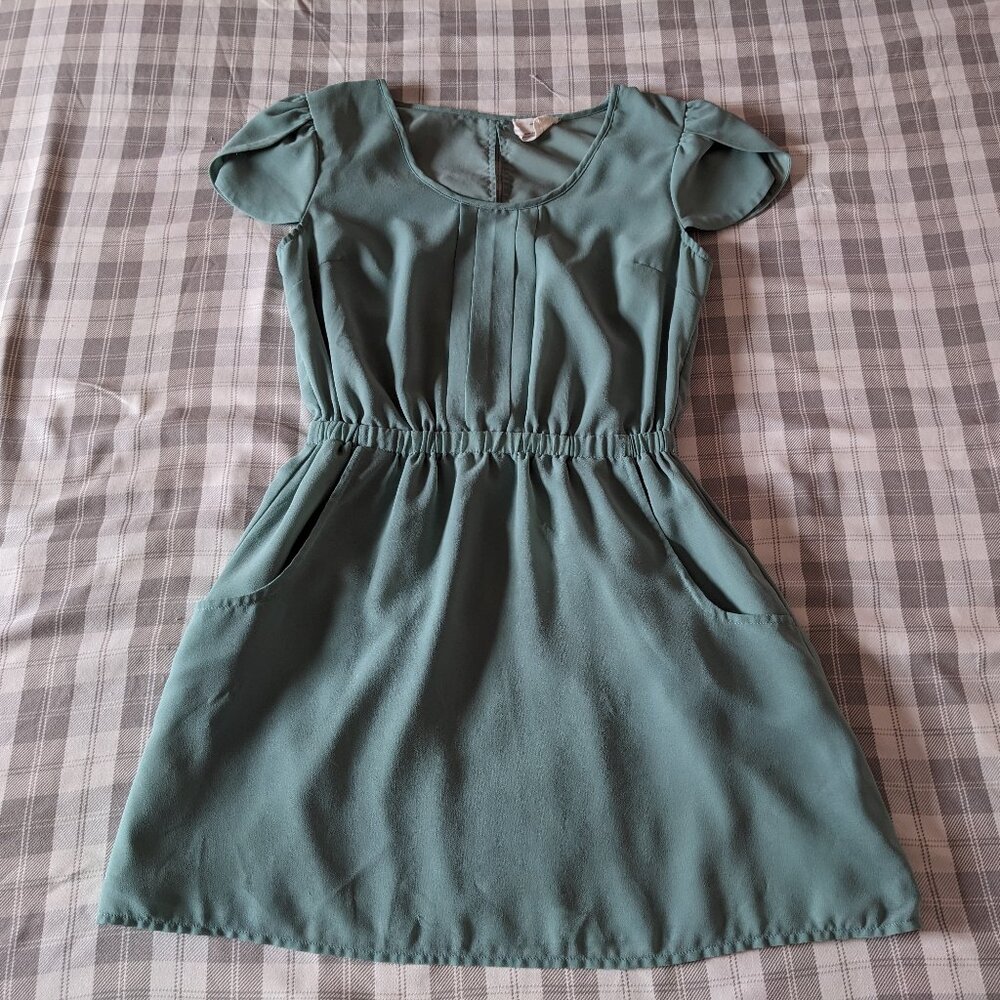 Urban Outfitters UO Pins & Needles Tulip Sleeve Chiffon Dress (Mint Green Size S